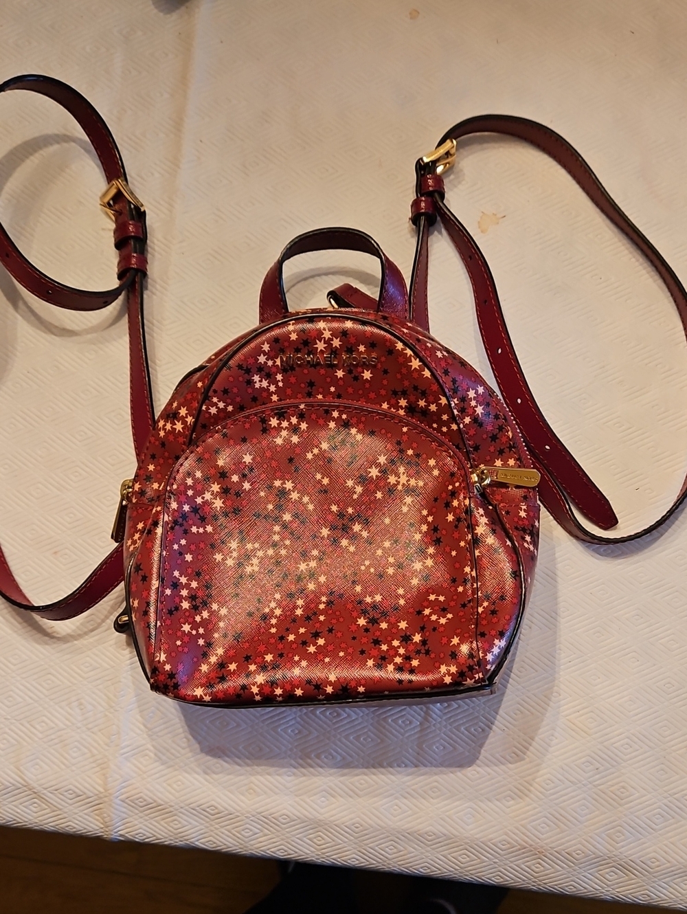 Michael Kors Pink Star-Print Mini Backpack